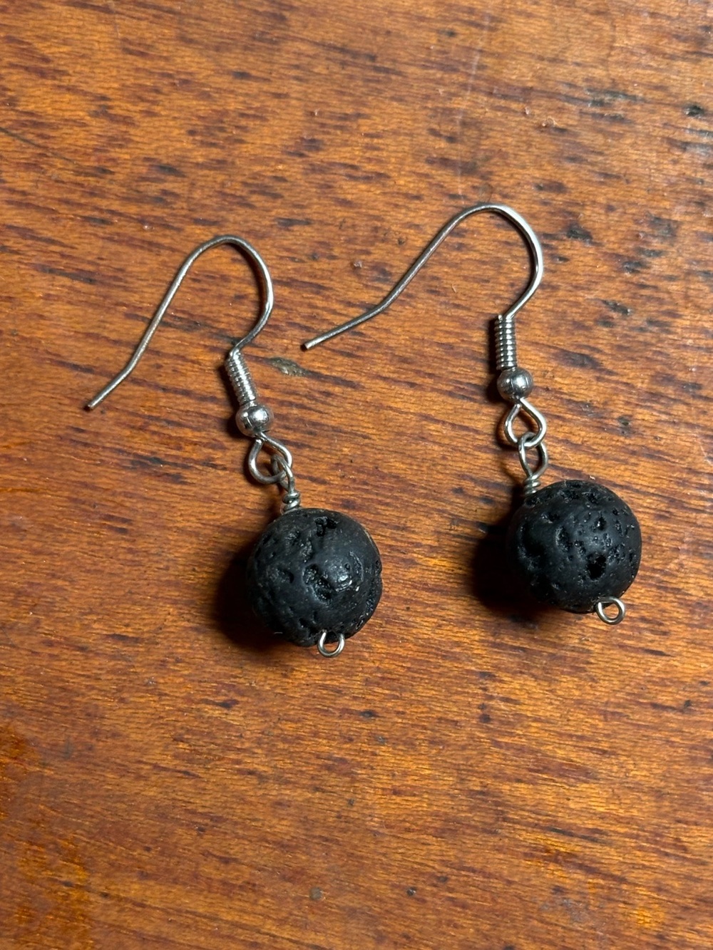 Black Lava Stone Drop Earrings - Minimal Women’s Jewelry